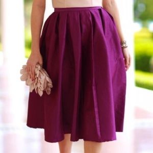 Metallic purple a-line pleated skirt